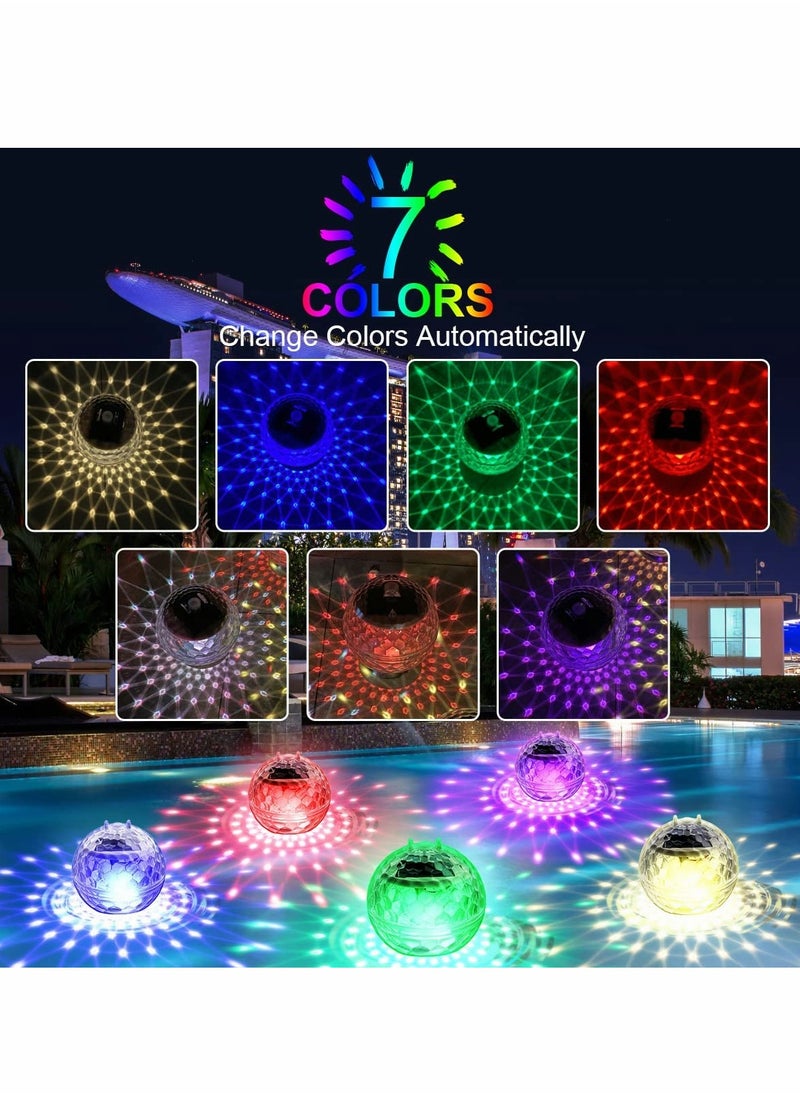 Excefore - Solar Floating Pool Lights, Pool Lights That Float with RGB Color Changing Waterproof Disco Solar Pool Lights for Swimming Pool at Night Hangable LED Glow Ball Lights for Pond, Garden, Backyard 2PCS - Image 1