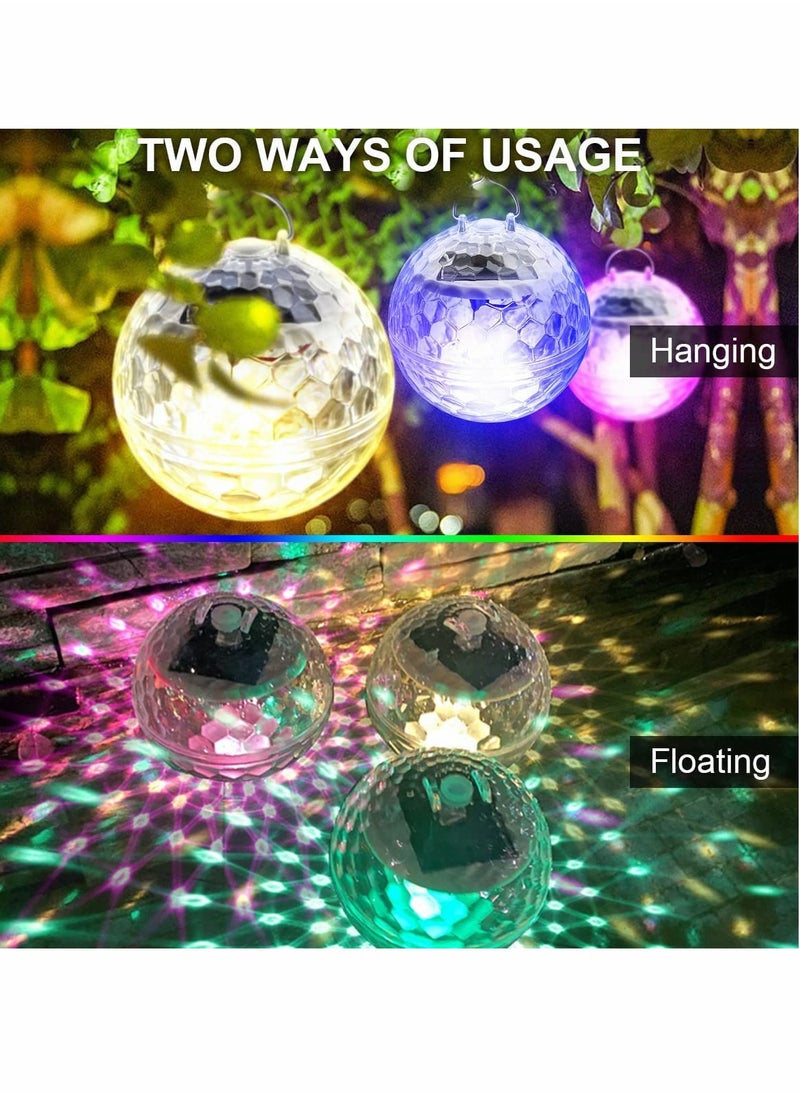 Excefore - Solar Floating Pool Lights, Pool Lights That Float with RGB Color Changing Waterproof Disco Solar Pool Lights for Swimming Pool at Night Hangable LED Glow Ball Lights for Pond, Garden, Backyard 2PCS - Image 1