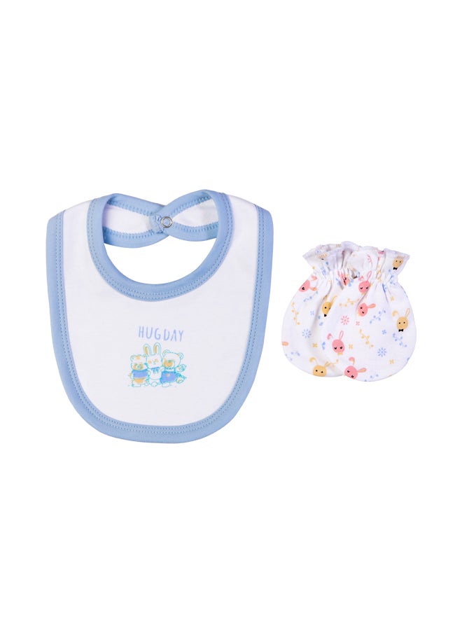 Babies Basic 5 Piece Unisex 100% Cotton Gift Set Include Bib, Romper, Mittens, Cap And Sleepsuit/Jumpsuit- Hug Day  - Image 5