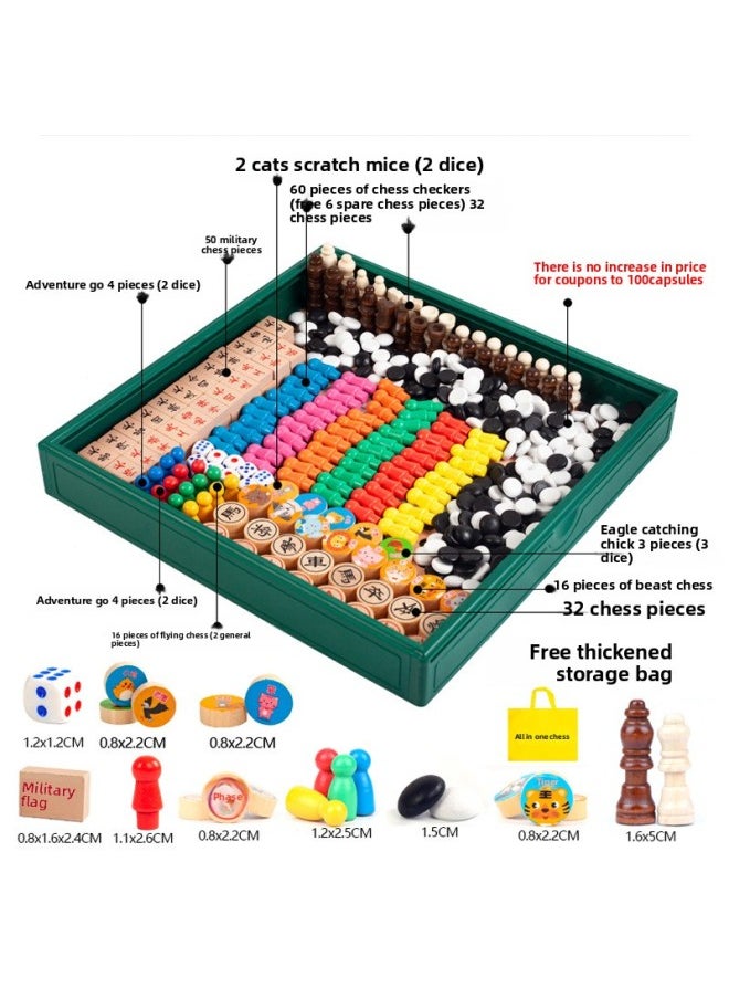 Generic - Flying Chess Gobang Chess Children's Puzzle Chess Checkers Elementary School Student Multi-function Game Board Toy Chess-Color:Seven In One B - Image 1