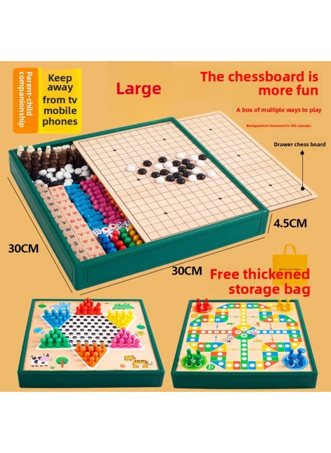 Generic - Flying Chess Gobang Chess Children's Puzzle Chess Checkers Elementary School Student Multi-function Game Board Toy Chess-Color:Seven In One B - Image 1
