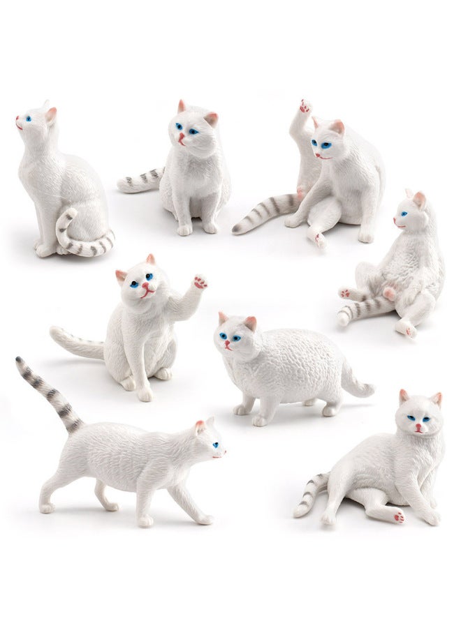 Children's Mini Simulation Pet Cat Model Orange Cat Fat Cat British Short-haired Cat Pastoral Cat Decorative Ornaments-Color:8 Types Of White Cats 245g  - Image 1