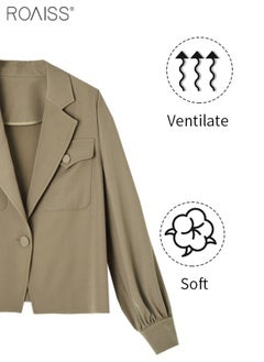 roaiss Women's Casual Lapel Blazer Classic Suit Collar Long Sleeve Jacket Fashion Versatile Top  - Image 4