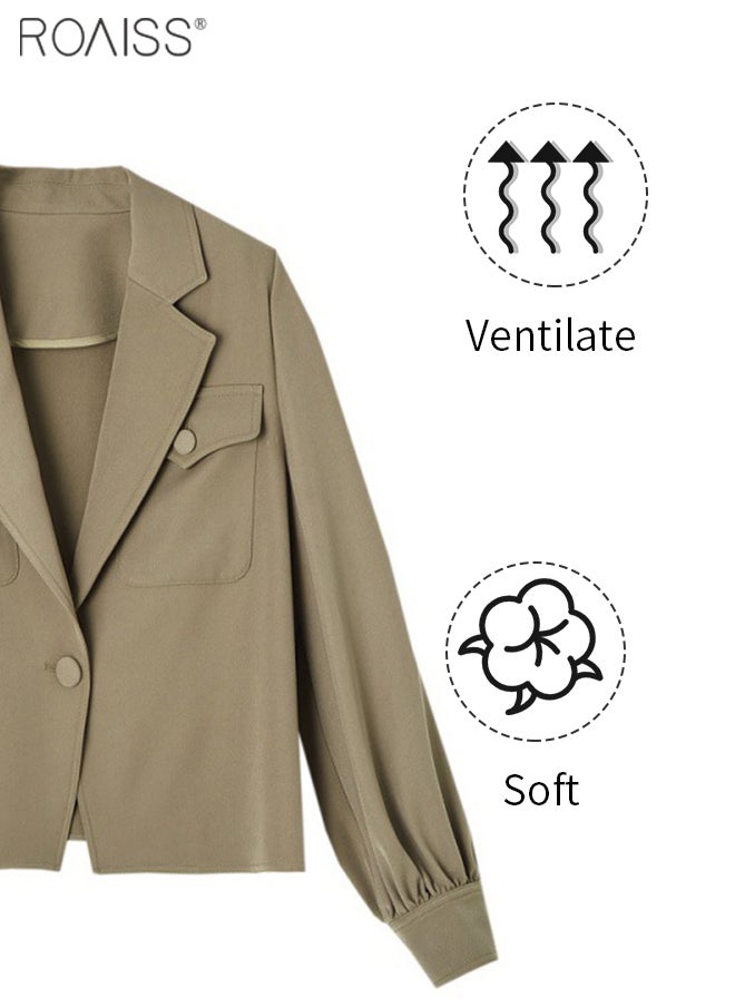 roaiss Women's Casual Lapel Blazer Classic Suit Collar Long Sleeve Jacket Fashion Versatile Top  - Image 4
