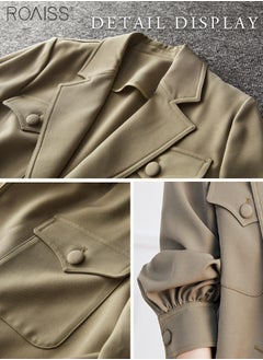 roaiss Women's Casual Lapel Blazer Classic Suit Collar Long Sleeve Jacket Fashion Versatile Top  - Image 2