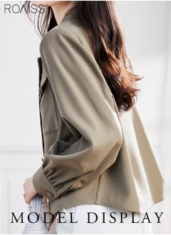 roaiss Women's Casual Lapel Blazer Classic Suit Collar Long Sleeve Jacket Fashion Versatile Top  - Image 3