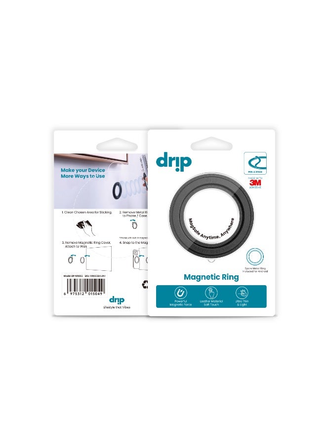 DRIP Magnetic Ring & Metal Ring – Black | Magnetic Phone Grip & Kickstand Compatible with MagSafe and Car Mounts - Image 3