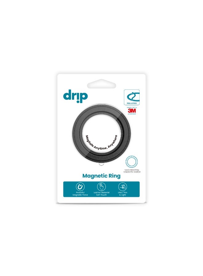 DRIP Magnetic Ring & Metal Ring – Black | Magnetic Phone Grip & Kickstand Compatible with MagSafe and Car Mounts - Image 2