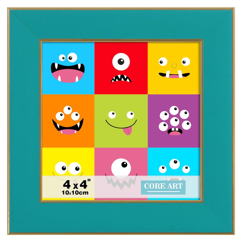 CORE ART 4x4 Picture Frame Turquoise Blue Square Photo Frame  Colorful Frame with HD Plexiglass  Wall or Tabletop Display - Image 1