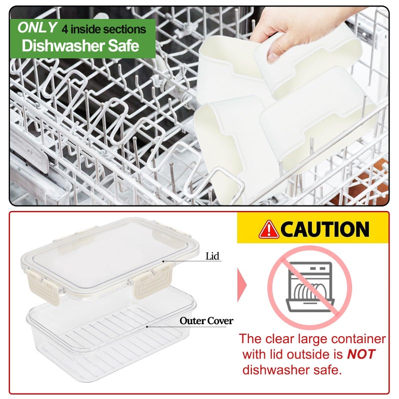 shopwithgreen 4 Compartment Snack Box Container Tray, Divided Serving Tray with Lid, Mini Small Snackle Box, Portable Charcuterie Container for Party, Picnic, Travel, Food Platter for Snack, Fruits, Veggies, 2 Pack - Image 3