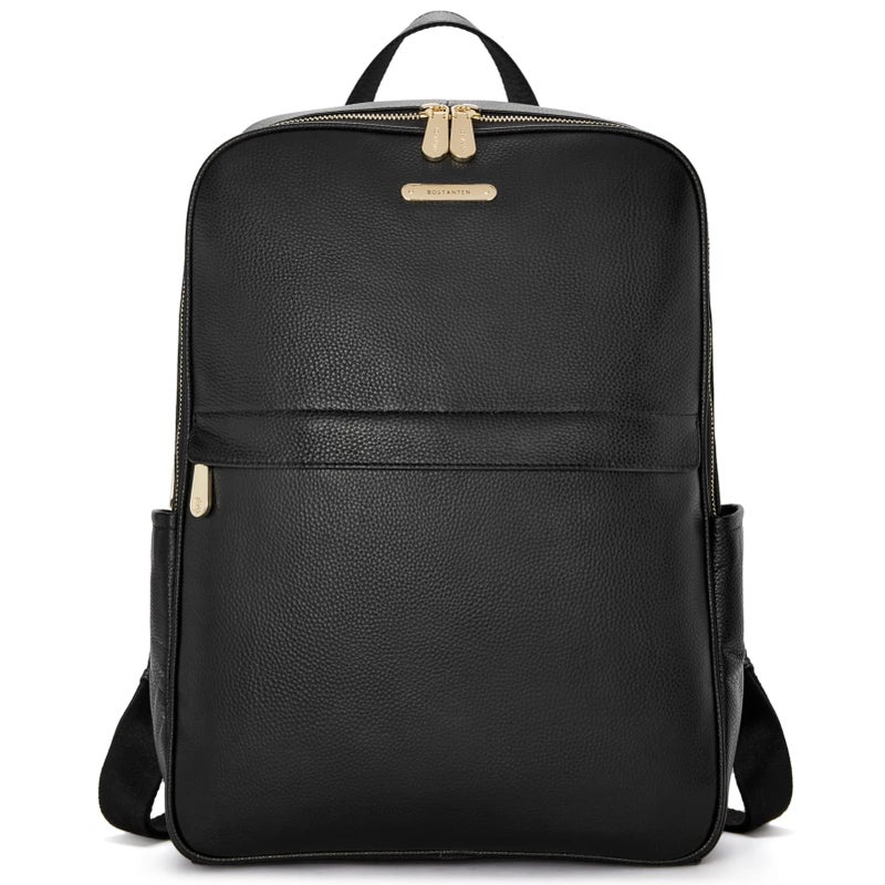 BOSTANTEN Genuine Leather 15.6 inch Laptop Backpack Purse for Women College Casual Backpack Travel Bag Daypack Black - Image 1