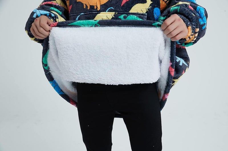 Fiosnow Multidinosaur Blanket Hoodies for Women and Men Adult Oversize Wearable Blanket Hoodies for Soft and Warm - Image 3