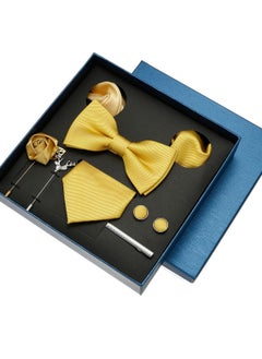 8 Pcs Men's tie pocket square cufflinks bow tie brooch set men's gift box set