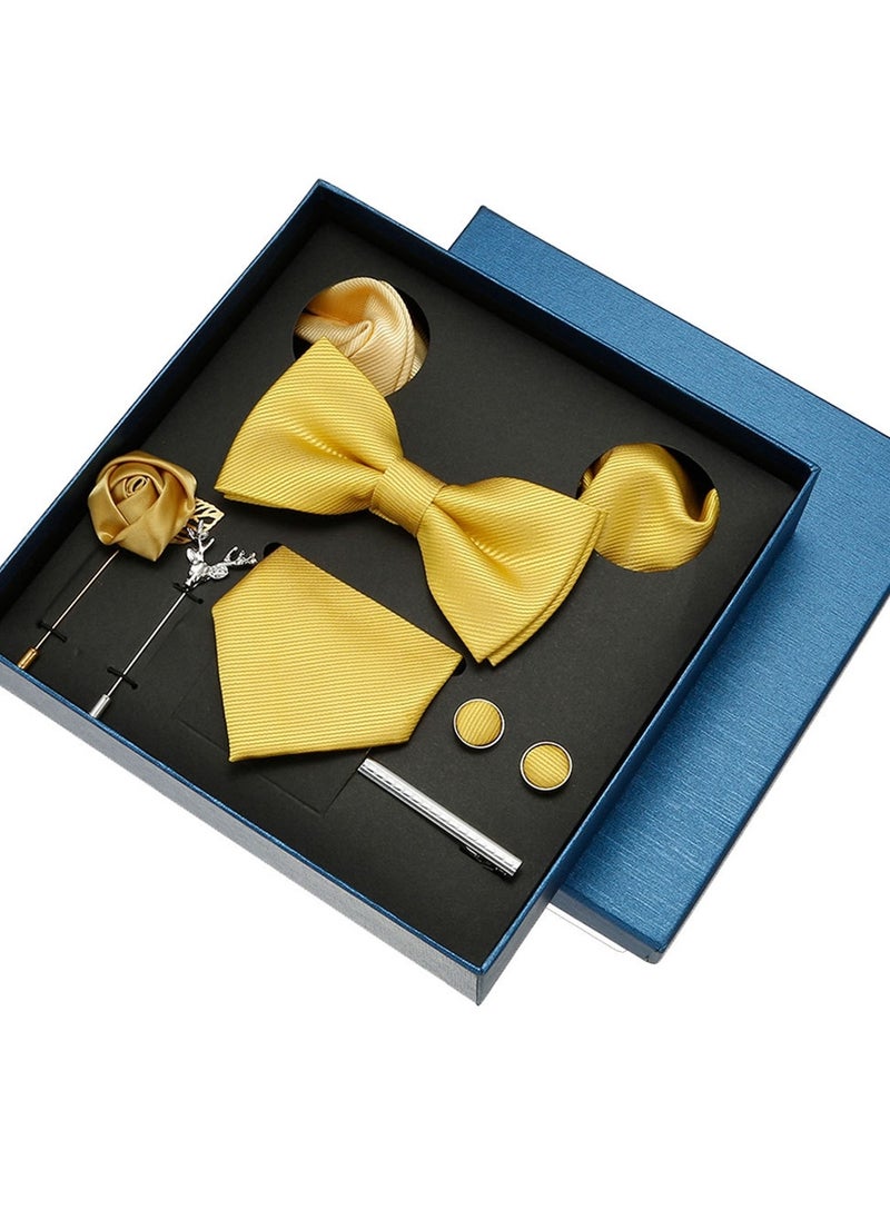 Generic - 8 Pcs Men's tie pocket square cufflinks bow tie brooch set men's gift box set - Image 1