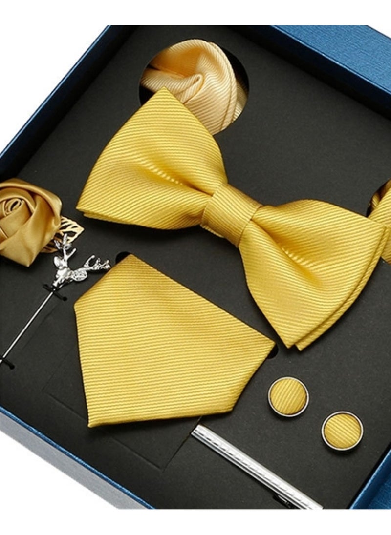 Generic - 8 Pcs Men's tie pocket square cufflinks bow tie brooch set men's gift box set - Image 1