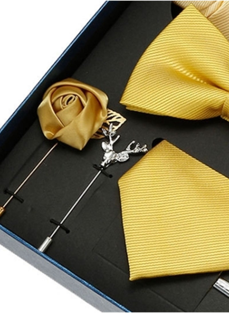 Generic - 8 Pcs Men's tie pocket square cufflinks bow tie brooch set men's gift box set - Image 1