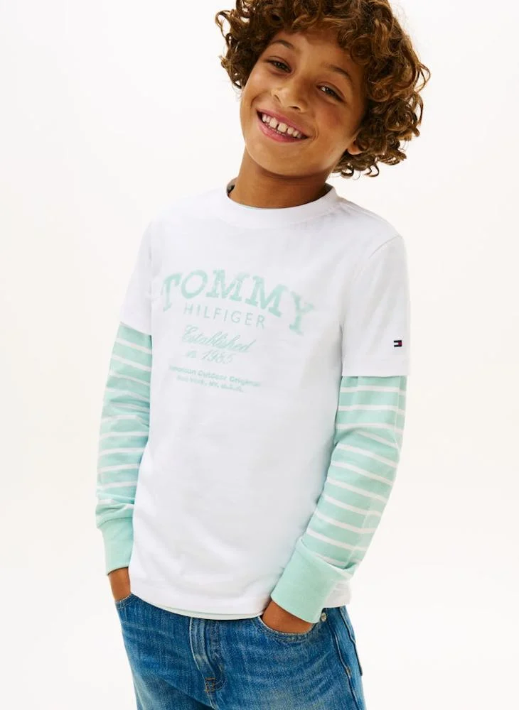 تومي هيلفيغر تيشيرت  مطبوع بتأثير باهت للأطفال