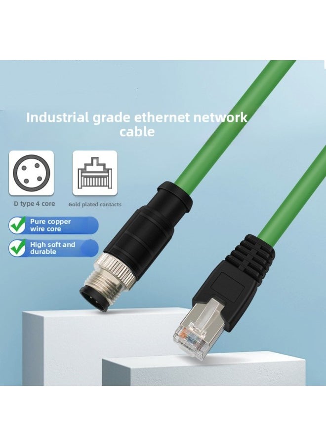 Generic M12 To RJ45 Coding Line 4 Pin Ethernet Industrial Grade Network Cable High Soft Drag Chain Sensor Cable Aviation Plug-Color:D-Core 4-core Male Elbow-RJ45-Line Length:5 M  - Image 2