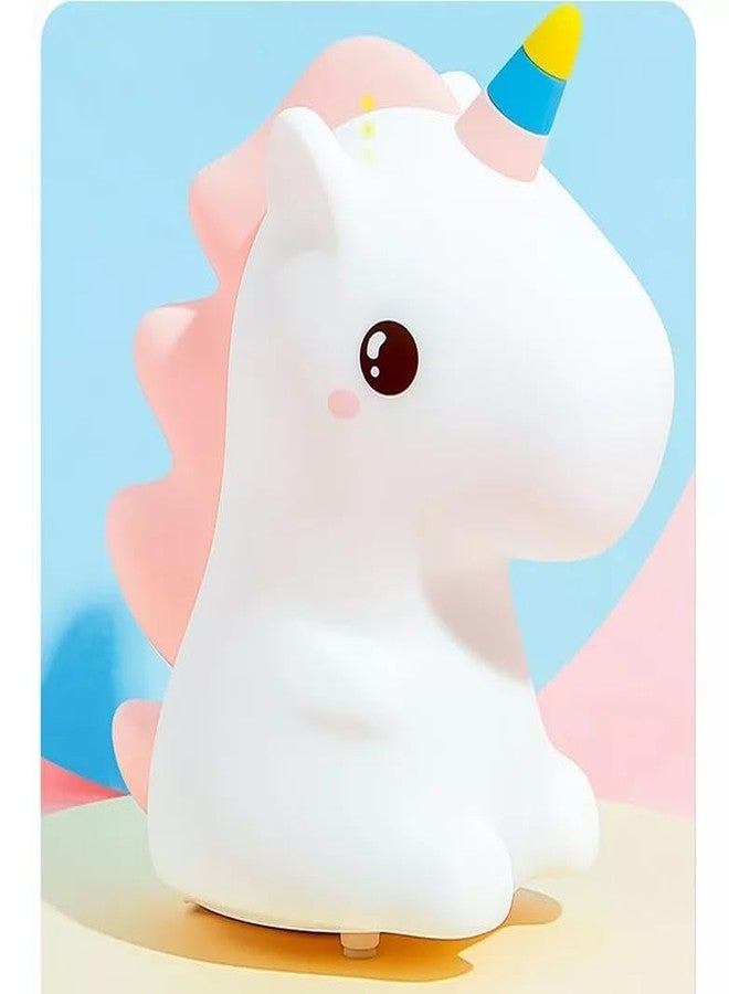 Groeien Unicorn Horse Touch Silicone Night Lamp for Bedroom, Kids, Birthday Gifts, Valentine Gift for Couples, USB Rechargeable, 7 Colour Changing Light (Multicolor) (Unicorn Horse lamp, 1) - Image 2