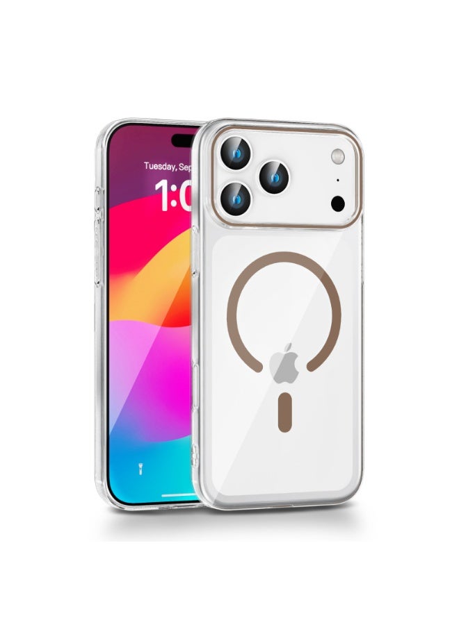 غطاء شفاف متوافق مع iPhone 17 Pro – شفاف، نحيف، ممتص للصدمات، يدعم الشحن اللاسلكي المغناطيسي ومضاد للاصفرار (بني) - Image 1