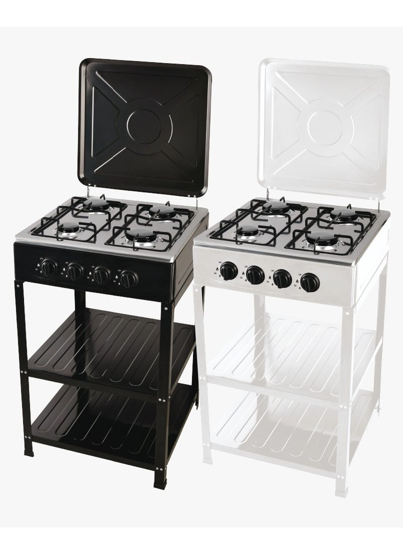 Built-in stove with 4 gas burners, 4 legs and 2 shelves This portable propane gas stove can handle multiple cooking operations at once. The flame can be adjusted using the propane flow control through the regulator or propane tank valve to achieve the highest flame.