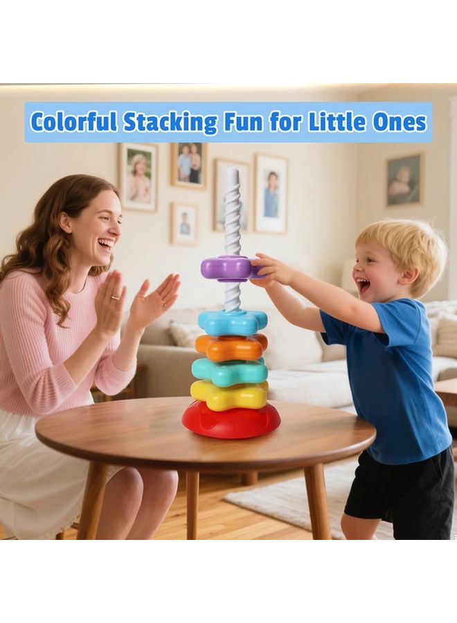 Rotating Tower Color Sorting Toy Shape Size Identification Spinning Top Birthday Gift - Image 4