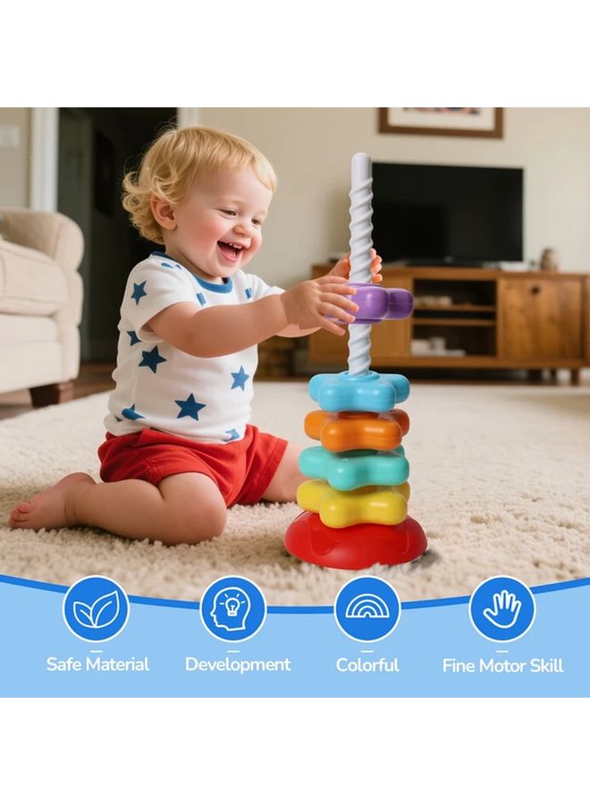 Rotating Tower Color Sorting Toy Shape Size Identification Spinning Top Birthday Gift - Image 5