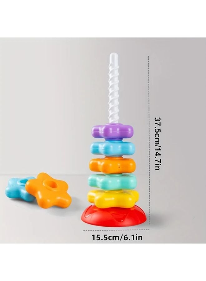 Rotating Tower Color Sorting Toy Shape Size Identification Spinning Top Birthday Gift - Image 2
