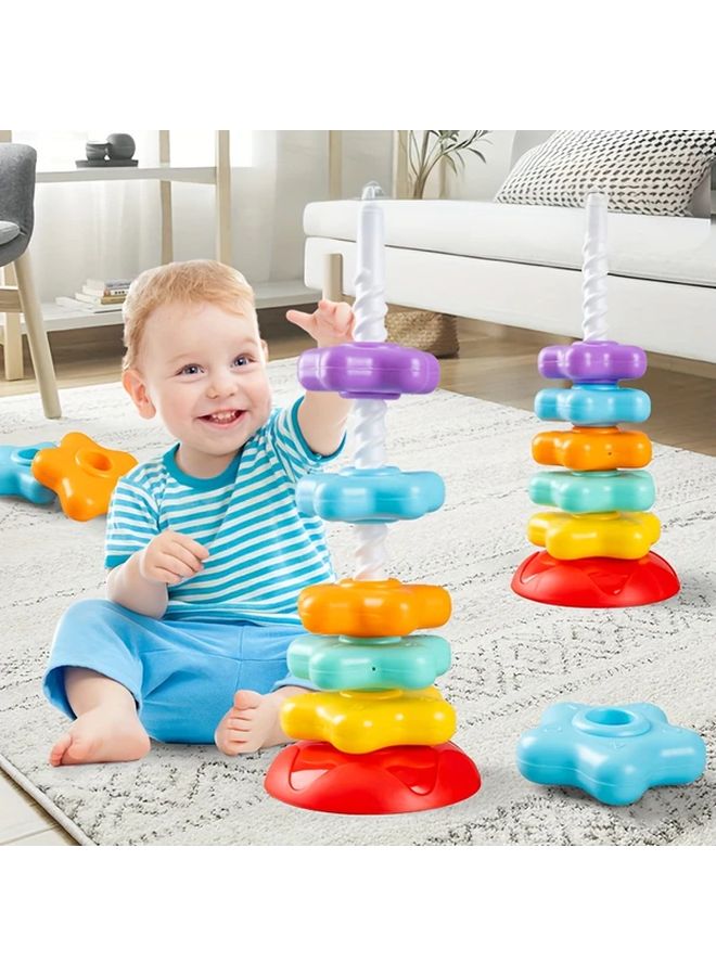 Rotating Tower Color Sorting Toy Shape Size Identification Spinning Top Birthday Gift - Image 3