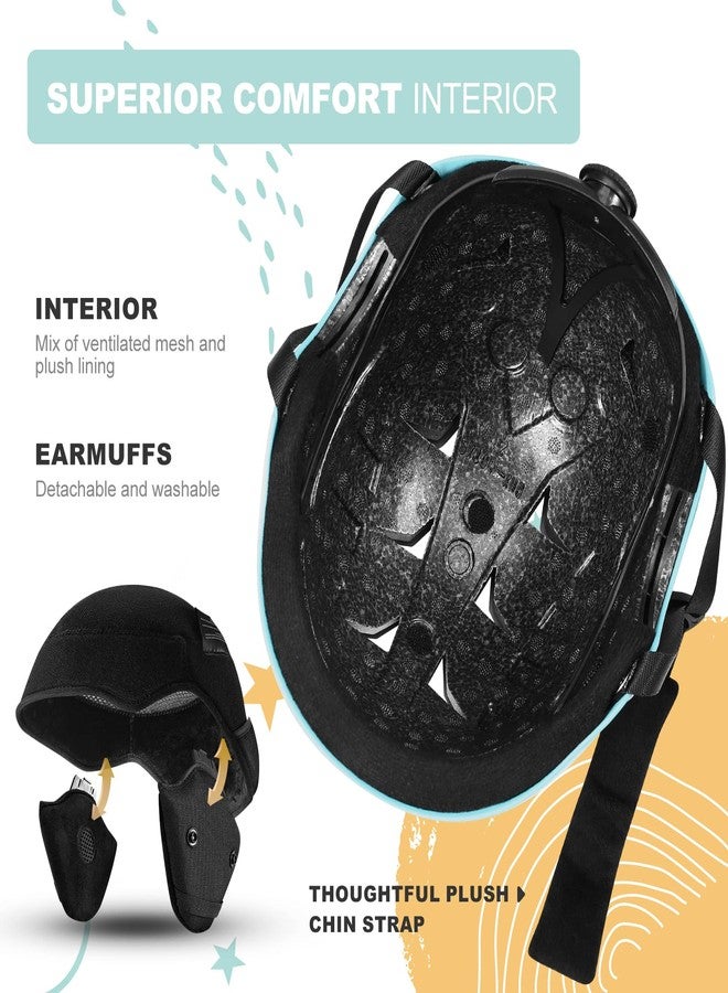 Odoland Kids Ski Helmet, Snow Helmet with Ski Goggles, Shockproof, Windproof, Safety Snow Sports Helmets and Protective Goggles for Boys Girls and Youth, Cyan, S - Image 4