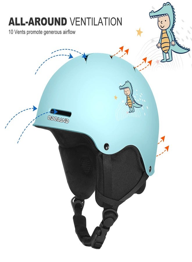 Odoland Kids Ski Helmet, Snow Helmet with Ski Goggles, Shockproof, Windproof, Safety Snow Sports Helmets and Protective Goggles for Boys Girls and Youth, Cyan, S - Image 3