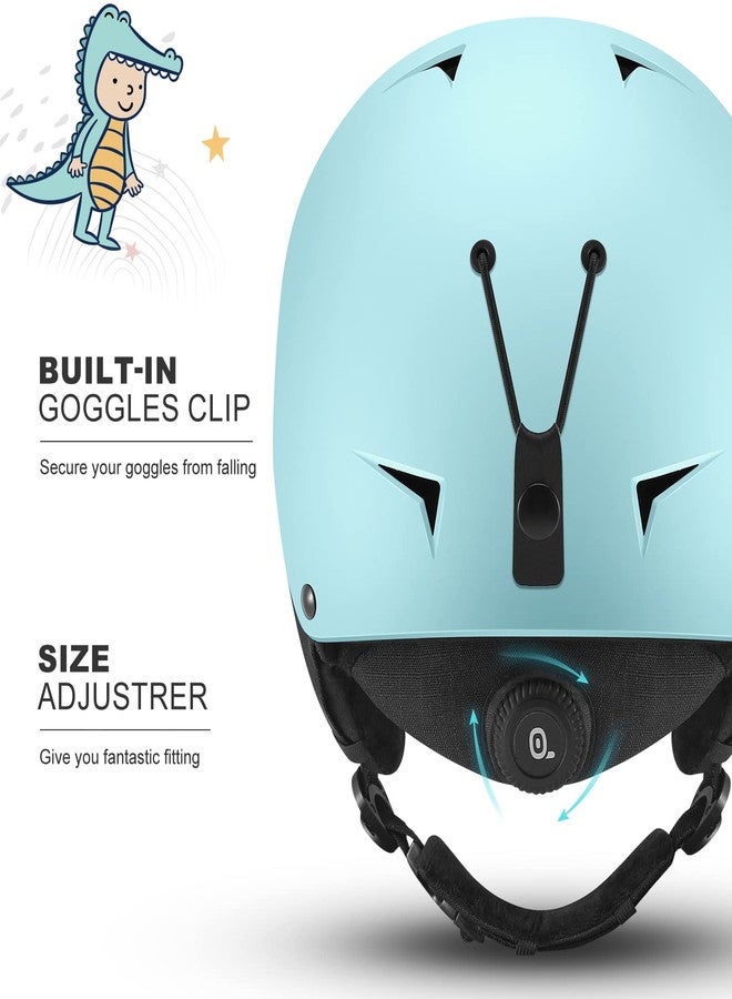 Odoland Kids Ski Helmet, Snow Helmet with Ski Goggles, Shockproof, Windproof, Safety Snow Sports Helmets and Protective Goggles for Boys Girls and Youth, Cyan, S - Image 5
