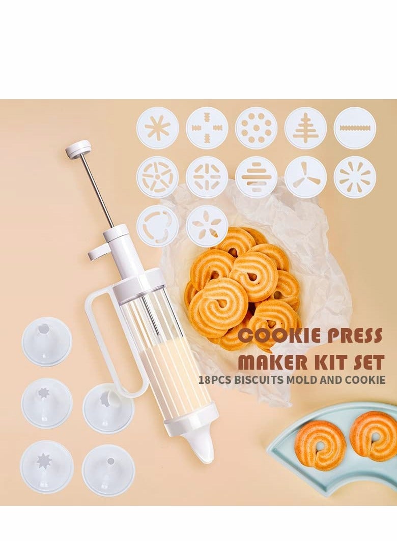 Excefore Dessert Decorating Syringe Set Manual Cookie Maker with 12 Cooking Decorating Discs and 5 Funnel Icing Tips for DIY Biscuit Maker and Decoratio - Image 5