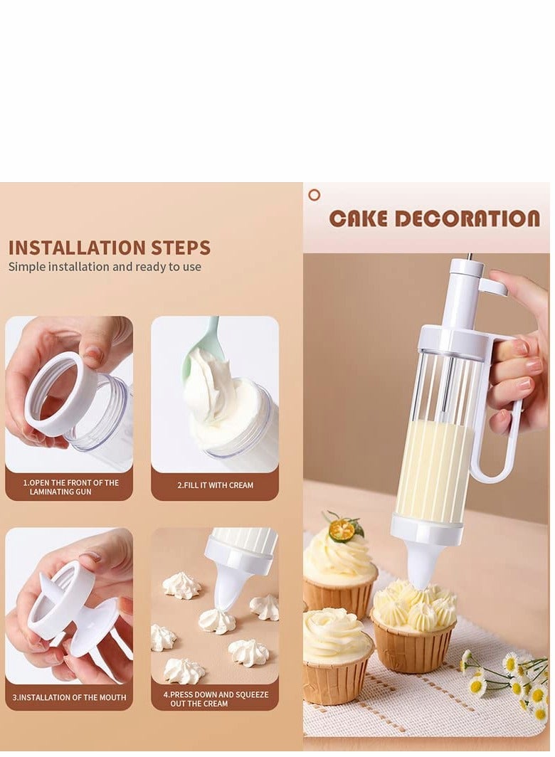 Excefore Dessert Decorating Syringe Set Manual Cookie Maker with 12 Cooking Decorating Discs and 5 Funnel Icing Tips for DIY Biscuit Maker and Decoratio - Image 4