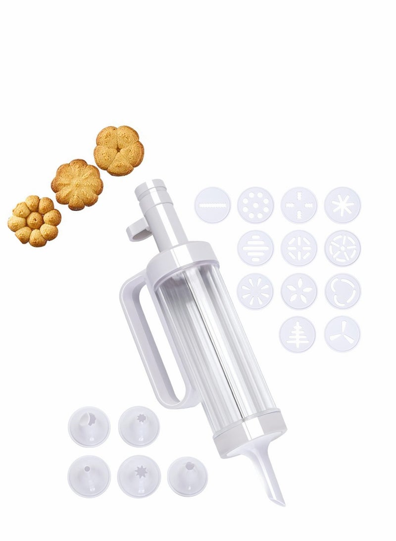 Excefore Dessert Decorating Syringe Set Manual Cookie Maker with 12 Cooking Decorating Discs and 5 Funnel Icing Tips for DIY Biscuit Maker and Decoratio - Image 1