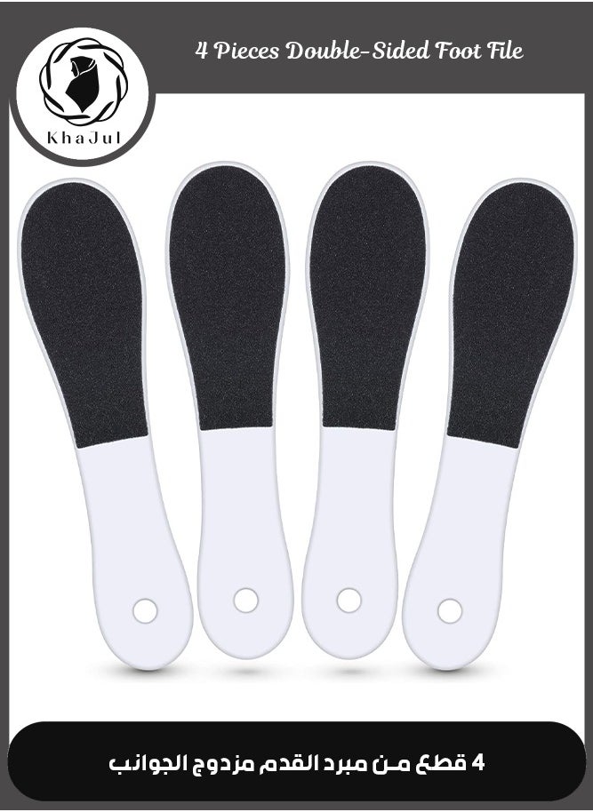 KHAJUL 4 Pieces Double-Sided Foot File, Foot Rasp File Dead Skin Remover, Foot Scrubber Hard Skin Remover, Foot Care for Wet and Dry Cracked Feet (Black/White)  - Image 1