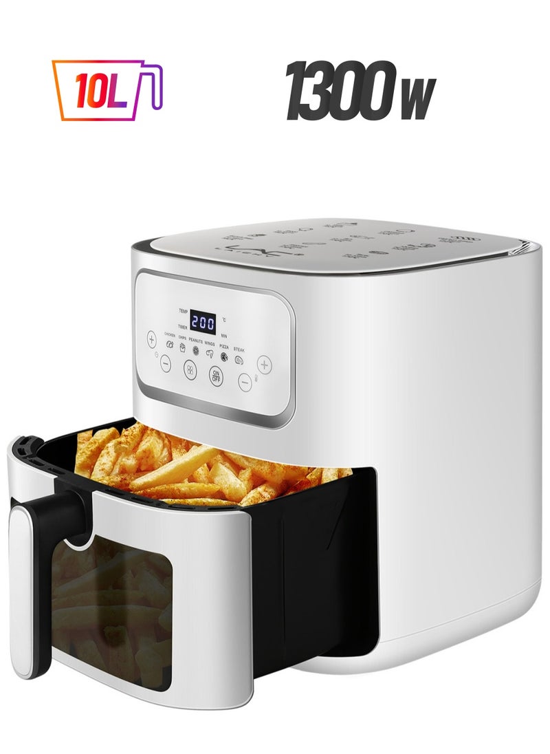 LAC LAICHY - Air Fryer 10L,10-in-1 Functions,Air Fry,Roast,Bake,Broil,Dehydrate,Digital Touch screen Air Fryers,Nonstick & Dishwasher-Safe Basket,Stainless Steel Air Fryer,White - Image 1