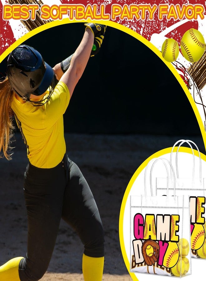 Wesnoy 20 Pcs Cute Softball Snack Bags for Team with Handles Reusable Softball Goodie Bags for Candy Birthday Party Supplies 8 x 8 x 3.15'' - Image 3