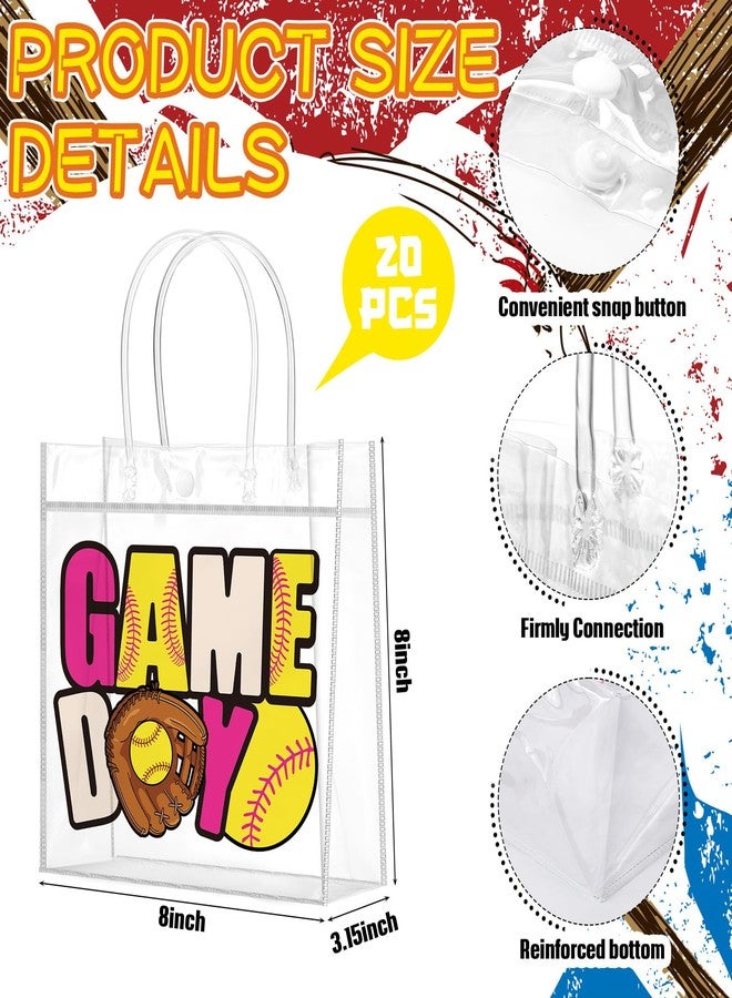 Wesnoy 20 Pcs Cute Softball Snack Bags for Team with Handles Reusable Softball Goodie Bags for Candy Birthday Party Supplies 8 x 8 x 3.15'' - Image 2