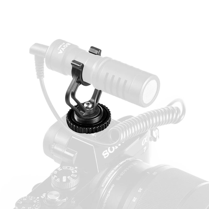 SHOPEE Triple Mount Brackets ABS Plastic with Shoe Mount Adapter in Black & Black for BY-MM1 Mini Cardioid Shotgun Microphone and other Brand Similar Shotgun Microphones - Image 1