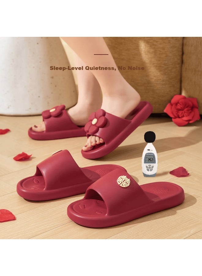 Yuzhaolin Wedding Slippers Festive Red Luxury Newlywed Couple Bridal Wedding Slippers Yg518 Men's Size 42-43 - Image 2