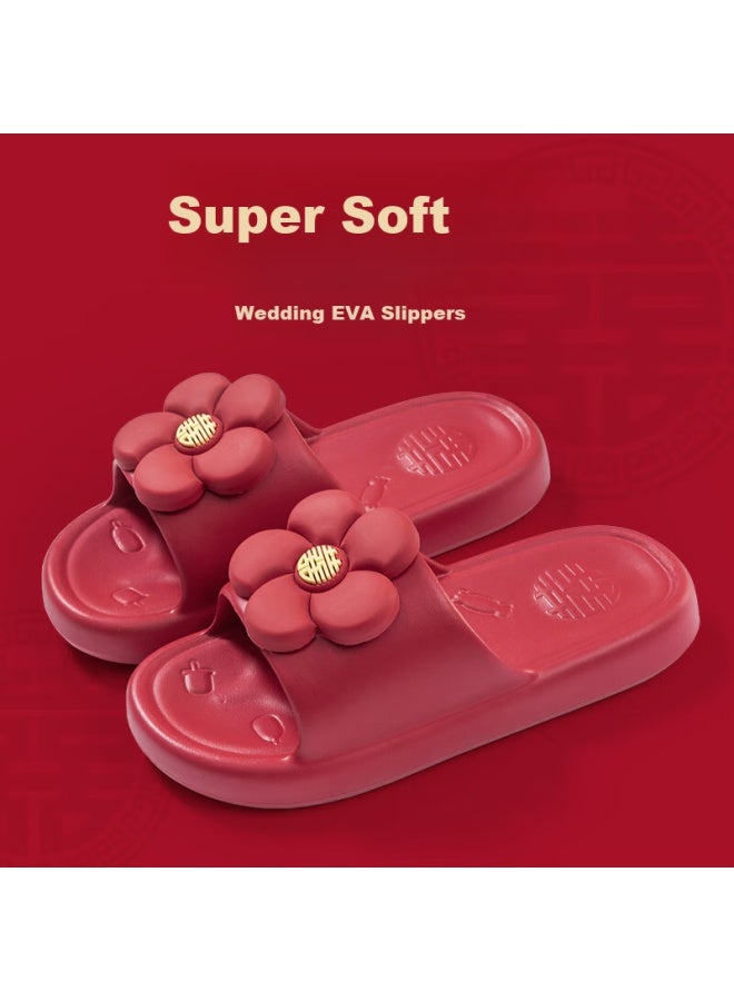 Yuzhaolin Wedding Slippers Festive Red Luxury Newlywed Couple Bridal Wedding Slippers Yg518 Men's Size 42-43 - Image 1