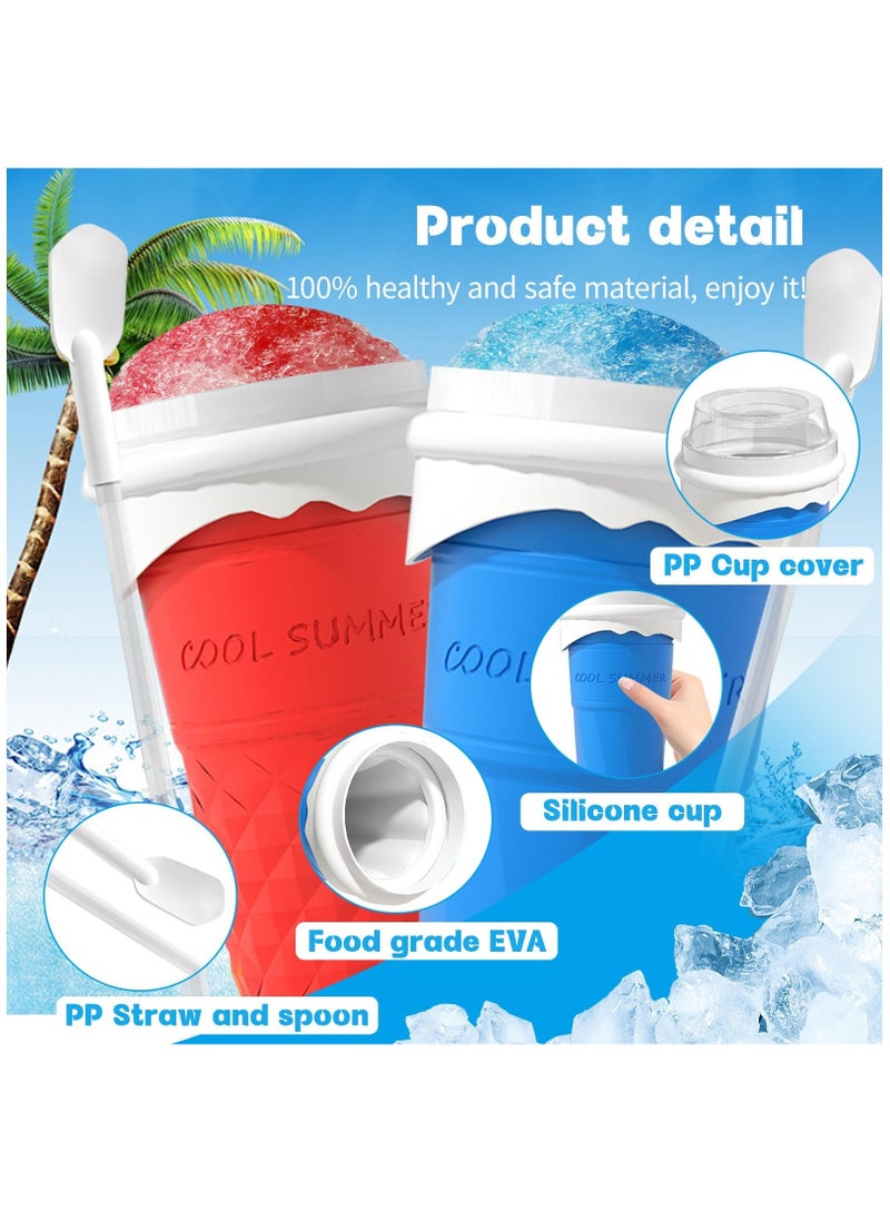 2Pcs Slushie Maker Cup, Quick Frozen Magic Cup Silicone Slushy Cup 500ml Smoothies Squeeze Cup with Lid for Cola, Milk Shake, Fruit Juice - Image 3