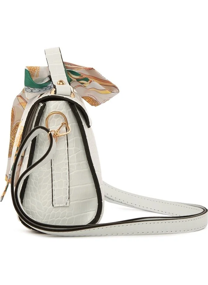 باجموري Crocodile White Covered Shawl Hanger Bag