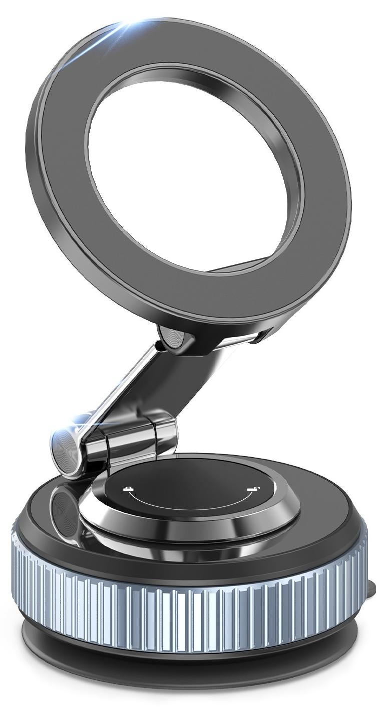 TONEOF Magnetic Car Phone Holder, 360° Rotatable and Foldable, with Vacuum Suction Cup and Magnetic Ring, Mini Car Phone Mount with Magnetic Ring, for Car/Desk/Mirror and Other Smooth Surface & 137W Retractable Car Charger for Cigarette Lighter, PD 65W Fast Charging Car Charger, 90cm Retractable Lightning and Type-C Cables, USB-A and USB-C Port, Over-heating Protection, Cool Lighting, for iPhone Android Tablets and Other Devices Bundle - Image 2