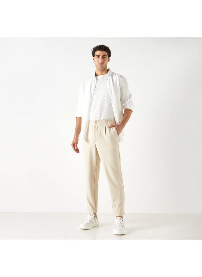 Iconic Iconic Solid Regular Fit Flexi Waist Trousers  - Image 2
