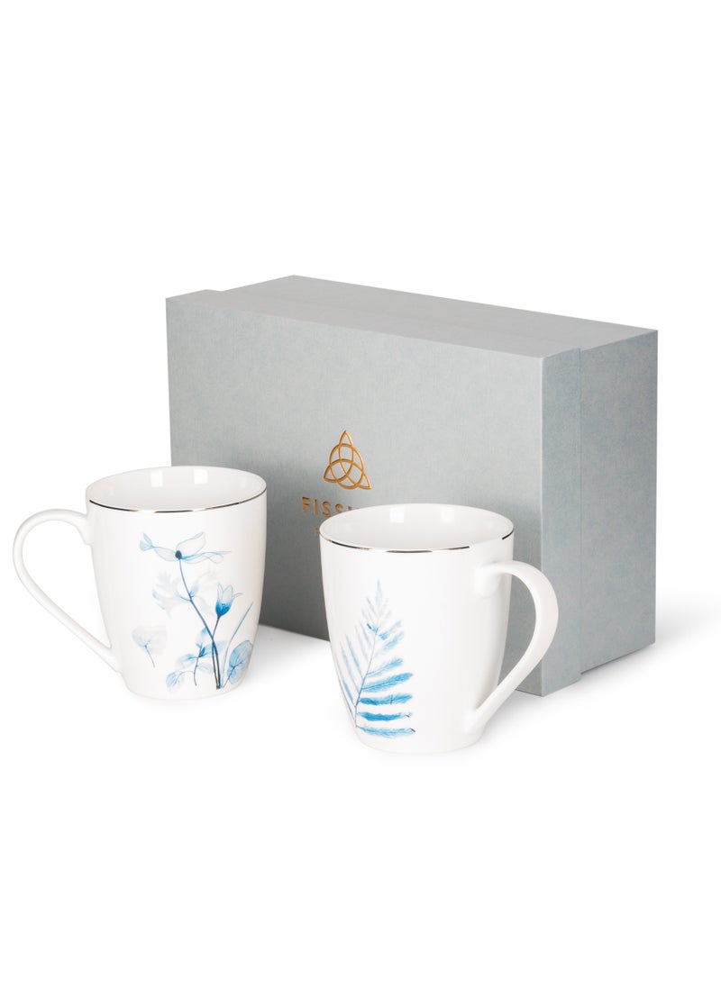Fissman - 2-Piece Mugs 360ml Tableware Lyon Series, Porcelain with Elegant And Minimalist Design Coffee Cups, Large Mugs for Tea, Hot or Cold Drinks, Cappuccino, Hot Chocolate, Milk, Hand-Painted Patterns - Image 1
