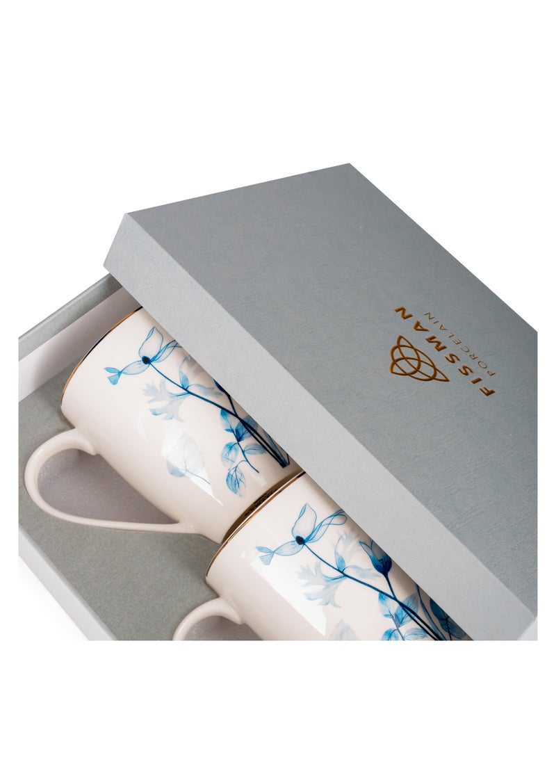 Fissman - 2-Piece Mugs 360ml Tableware Lyon Series, Porcelain with Elegant And Minimalist Design Coffee Cups, Large Mugs for Tea, Hot or Cold Drinks, Cappuccino, Hot Chocolate, Milk, Hand-Painted Patterns - Image 1