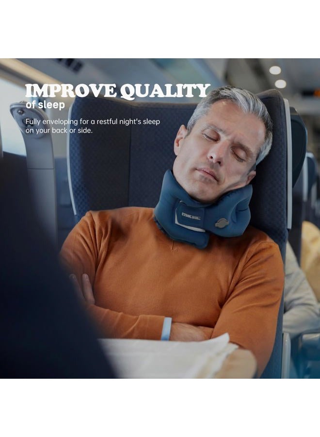 ETROL Inflatable Neck Pillow, Adjustable Travel Pillows for Airplanes, Inflatable Travel Neck Pillow, Blow Up Pillows for Airplane for Airplane, Traveling, Car, Office, Home Neck Support(Blue) - Image 2
