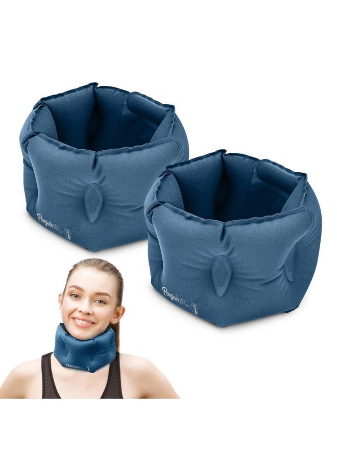 ETROL Inflatable Neck Pillow, Adjustable Travel Pillows for Airplanes, Inflatable Travel Neck Pillow, Blow Up Pillows for Airplane for Airplane, Traveling, Car, Office, Home Neck Support(Blue) - Image 1